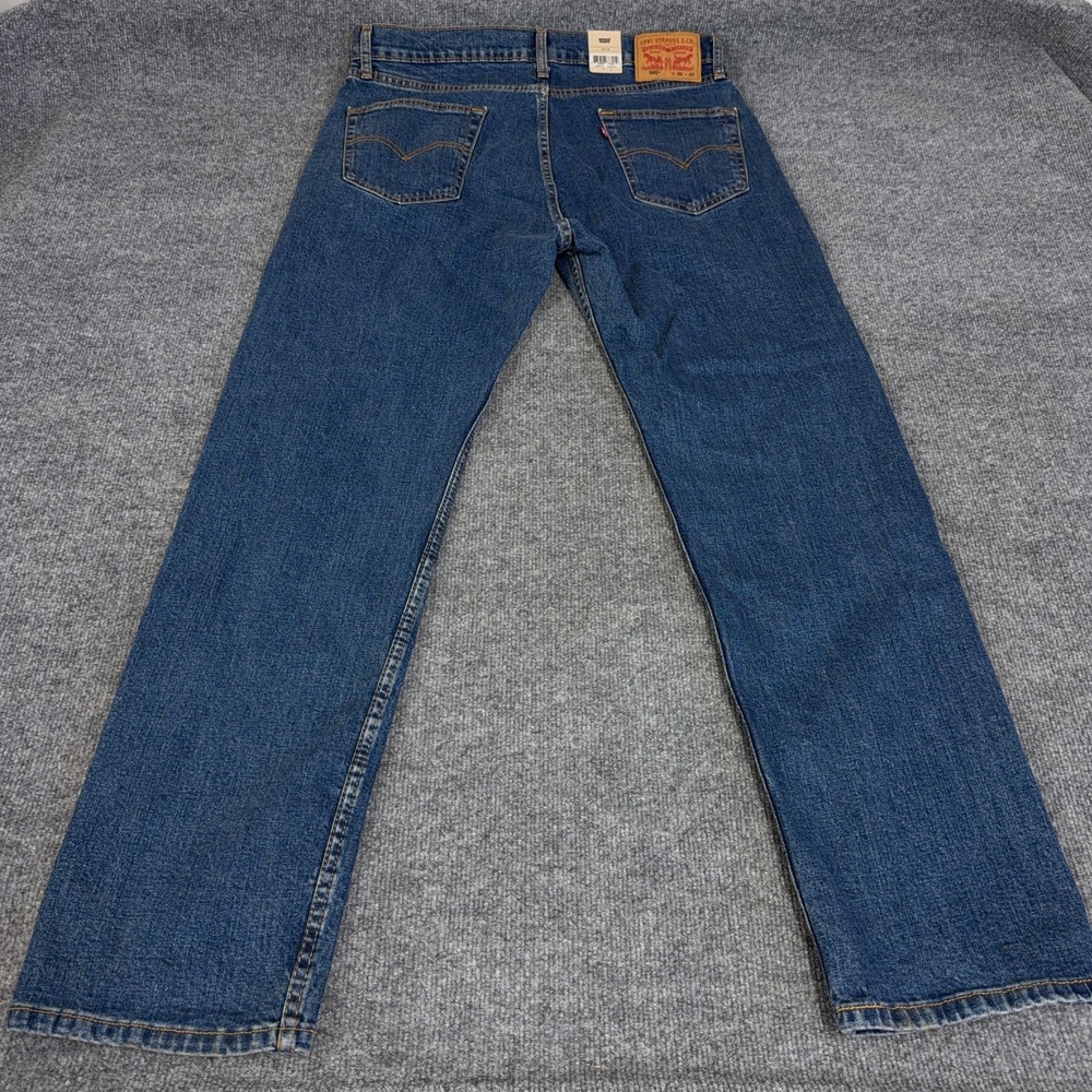 Levis 505 Jeans Men 35x32 Blue Medium Wash Stretch Denim Regular Straight NEW - Picture 10 of 12
